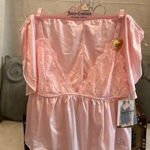 Juicy Couture Light Pink Satin Chemise Set( Shorts And Top)